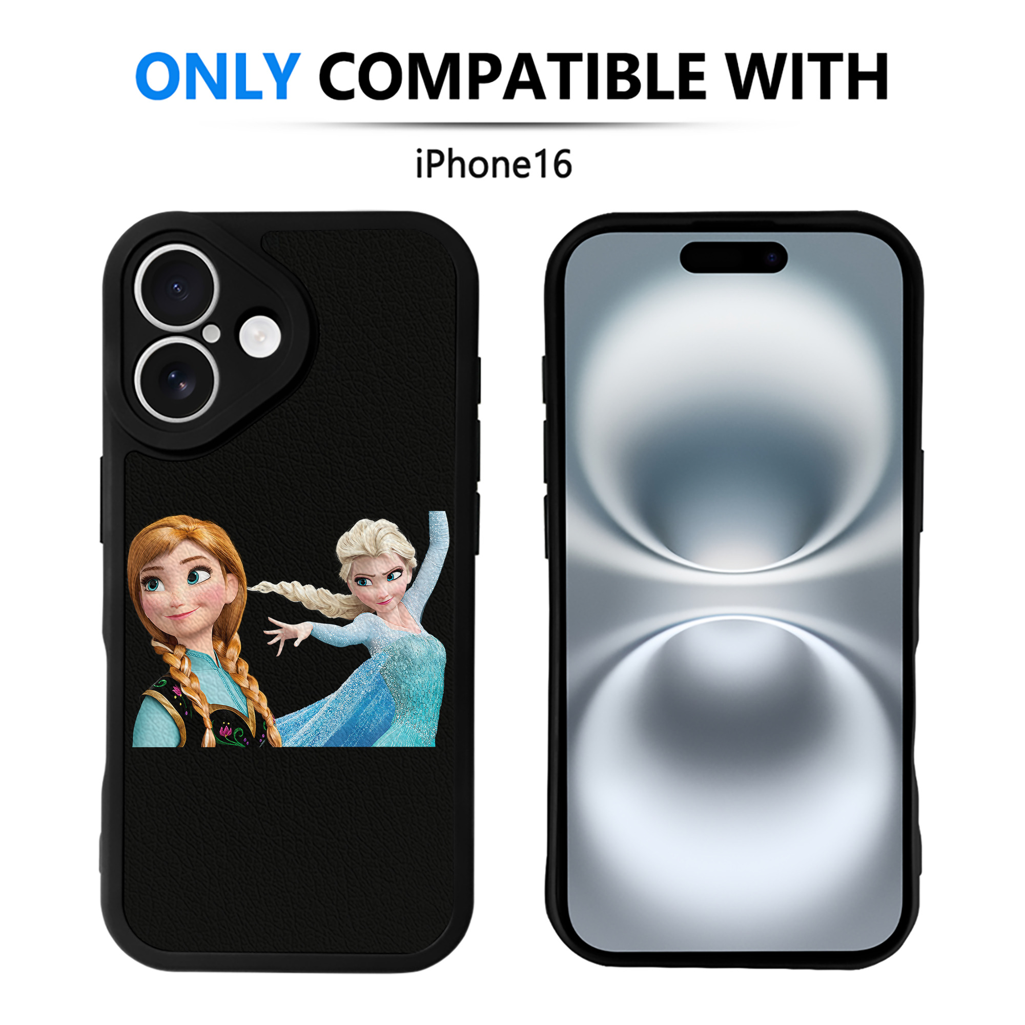 （画像用） アナと雪の女王 アンナ エルサ Frozen Anna Elsa 【iPhone 16シリーズ対応】シリコンスマホケース（レザー調） 材質：シリコン
